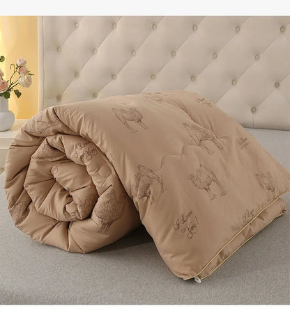 2025 new thickened polished camel hair quilt winter quilt student spring and autumn universal warm quilt in all seasons.