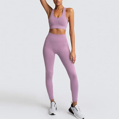 2025 Women's Yoga Set Seamless Sportswear 2-Piece Gym Yoga Clothes Sports Bra + Leggings Running Wear Skinny Sports Set Suits.