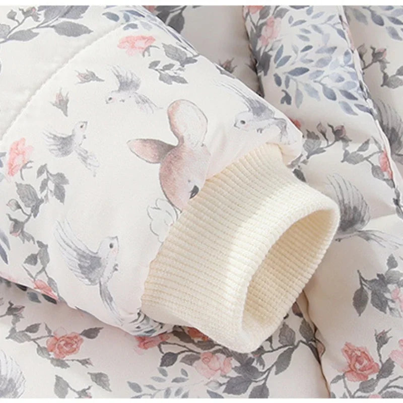 Body für Neugeborene und Mädchen, verdickter, wasserdichter, bedruckter Schneeanzug, 0–24 Monate, Kleinkind-Jungen-Overall mit Kapuze, warmes Winter-Einteiler-Outfit.