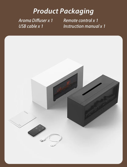 Simulated Fireplace Aroma Diffuser Essential Oil Flame Air Humidifier Remote Control Colorful Ambiance Night Light Creative Gift.