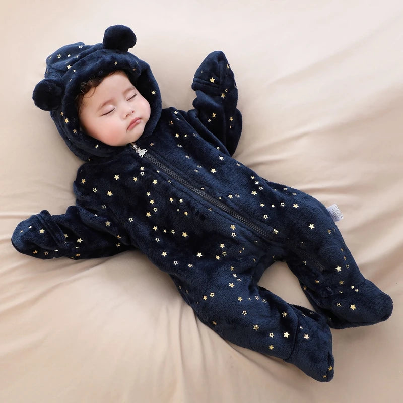 Weiche Neugeborene Baby Kleidung Flanell Herbst Winter Baby Jungen Mädchen Overall Cartoon Neugeborenen Body Warme Strampler für Babys 0-12M.