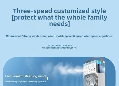 Portable Mini Fan 3 in 1 Cooler Home House LED USB Desk Bedroom Indoor Air Conditioner Humidifier Fans Summer Cool Living Room.