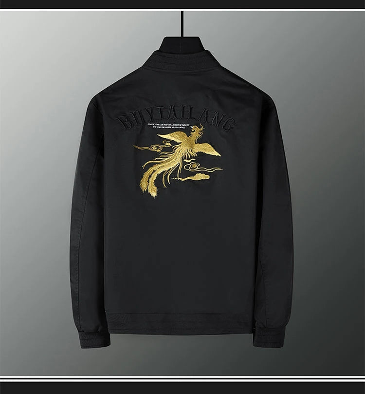 Spring men's Phoenix embroidered jacket Slim youth coat Outdoor sports trend top men's jacket.
