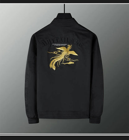 Spring men's Phoenix embroidered jacket Slim youth coat Outdoor sports trend top men's jacket.