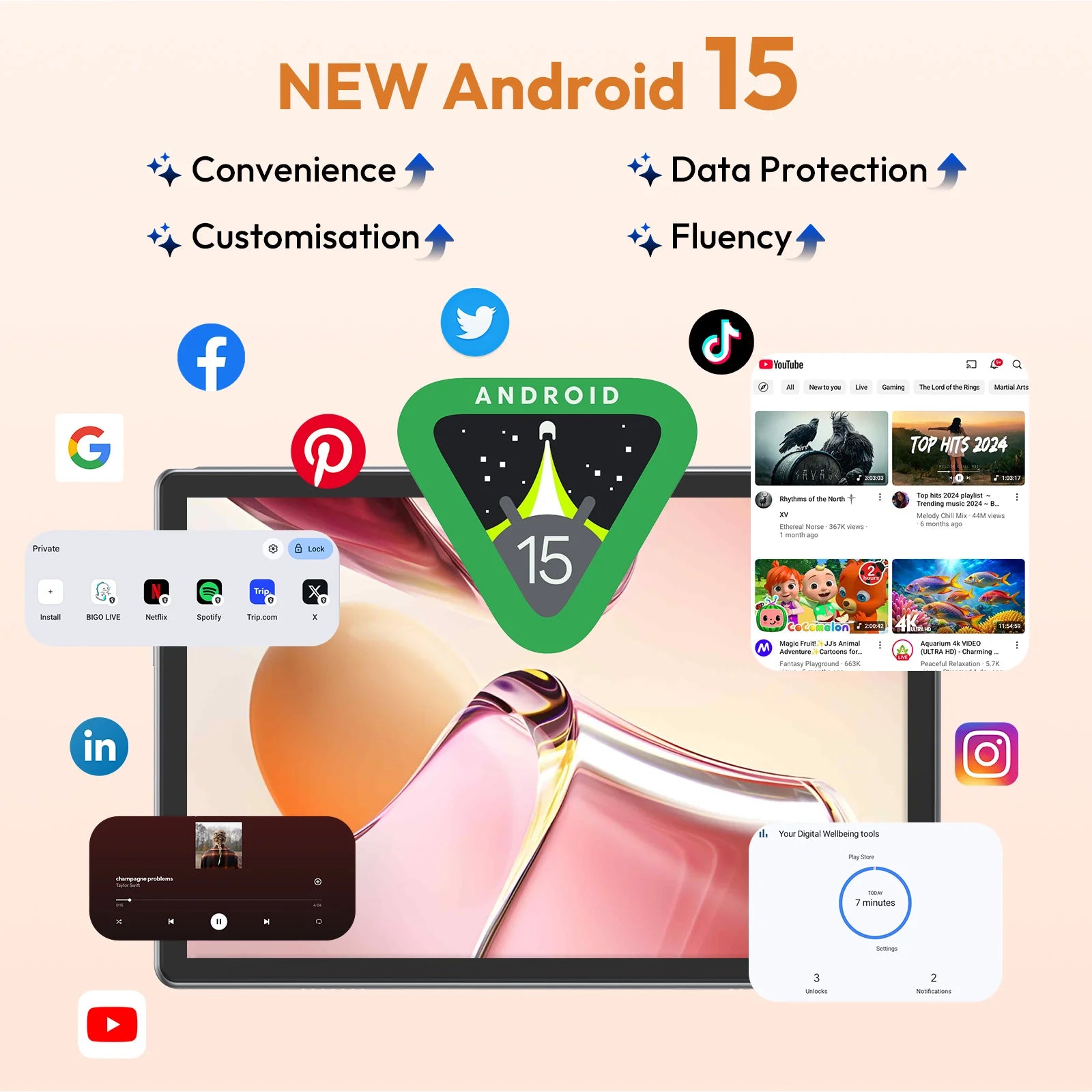 XGODY Newest P60 PRO Tablet Android 15 24GB(8+16)+256GB Octa core Dual SIM 4G LTE Free Keyboard Case/Charger 10.1 inch 8000mah.