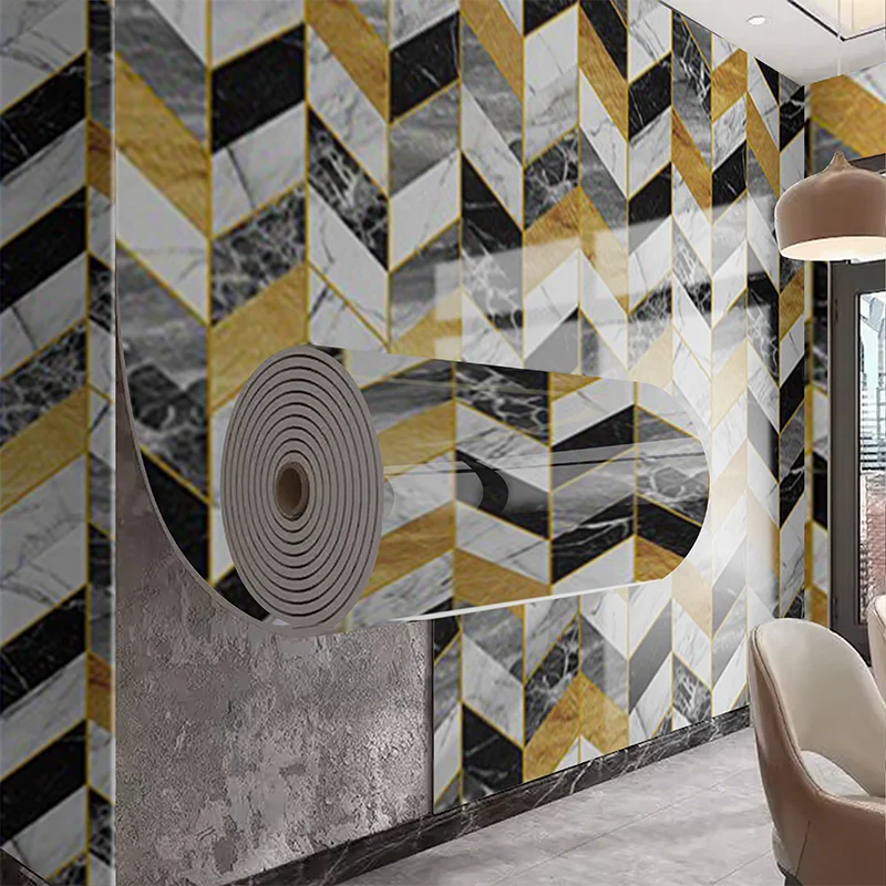 Self adhesive marble wallpaper PVC waterproof and stain resistant bedroom living room TV background wall decoration wall sticler