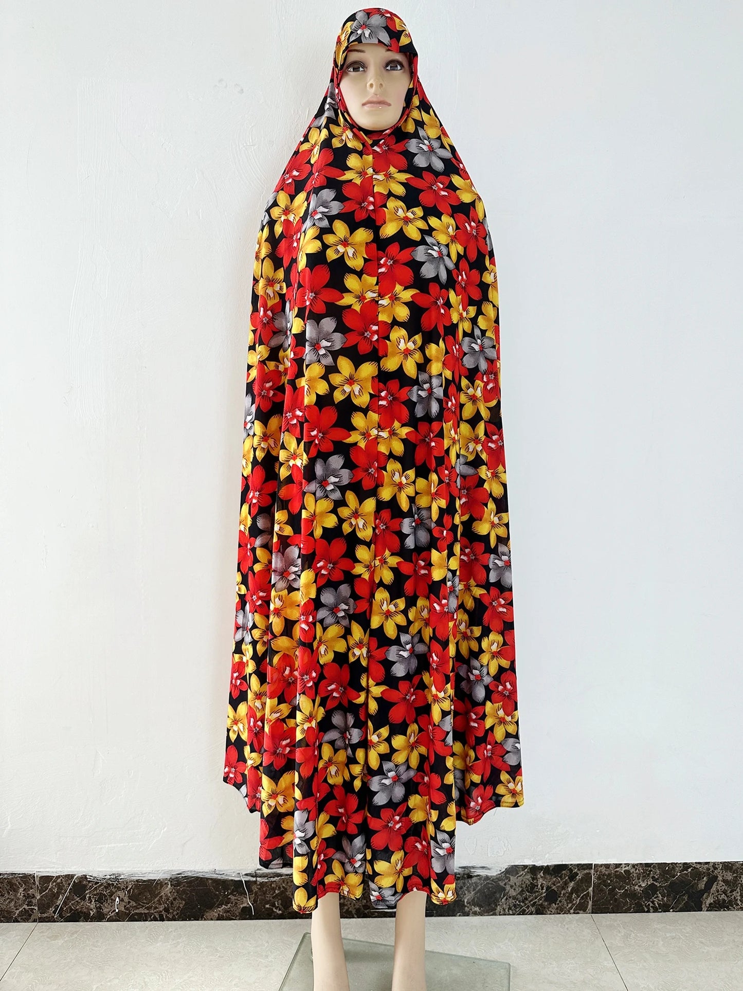 6XL  Muslim Womens Hooded Abaya African Sleeveless Prayer Garment Kaftan Dress With Hijab Floral Dubai Saudi Robe Ramadan