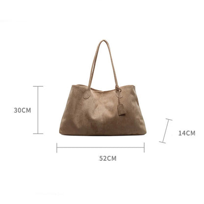 Korean Style Casual Suede Shoulder Bag for Girls Large Capacity All-match Shoulder Pouch Handbag Underarm Tote Storage