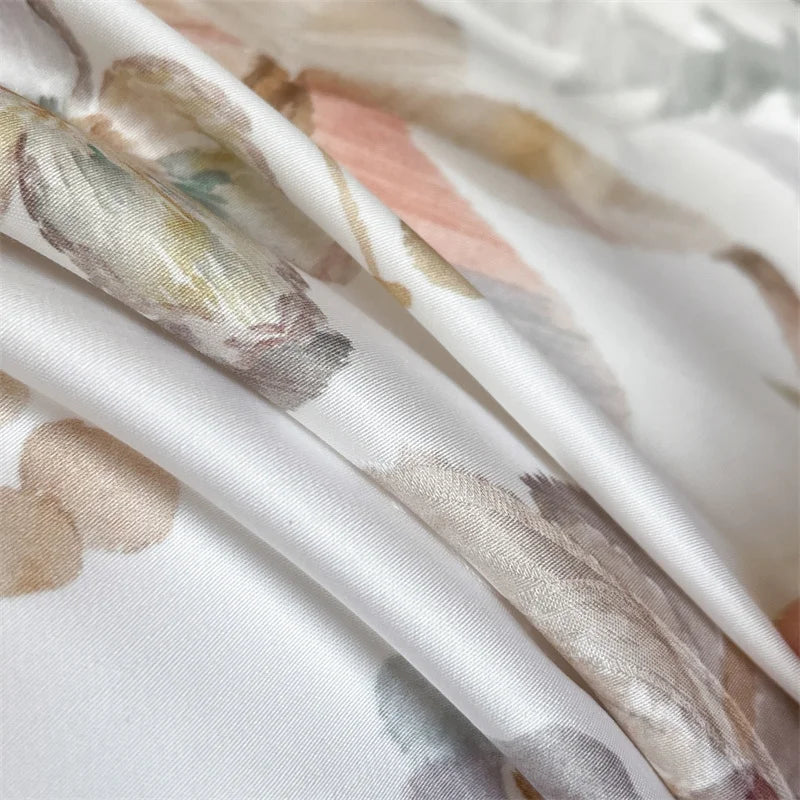 Flowers Prints Bedding Set Lyocell Eucalyptus Fiber Super Soft Silky Cool Feeling Duvet Cover Bed Sheet/Fitted Sheet Pillowcases