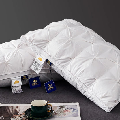 95% Goose Down Pillow White Cotton PillowCover Rectangle Bedroom Sleep 5-Star Hotel Pillow Low-Mid-high Pillows for Sleeping.