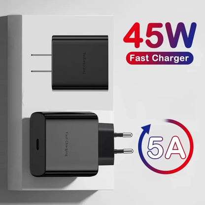 45W PD Super fast charge for  S22 S23 Ultra Note 10+ 5G USB C Mobile Phone Type C US/EU/UK  Fast Quick Charging Wall Adapter.