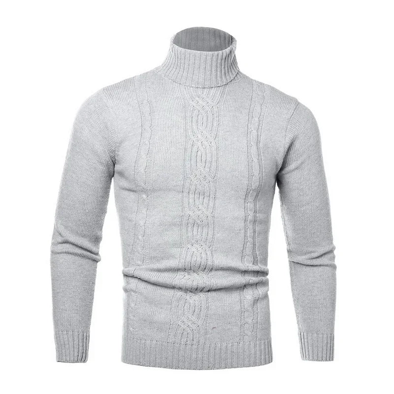 2025 Men's Warm Sweater Long Sleeve Turtleneck Sweater Retro Knitted  Pullover Sweaters.