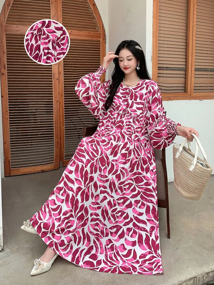 Kleid Frauen Kleidung plus Größe Frühling Sommer böhmischen Strand koreanischen Stil Blumen Vintage Vestidos Robe lose Kleider übergroß.