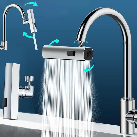 3-speed Waterfall Water Outlet Multi-function Faucet Extender Universal Rotating Nozzle Splash-proof Kitchen Artifact