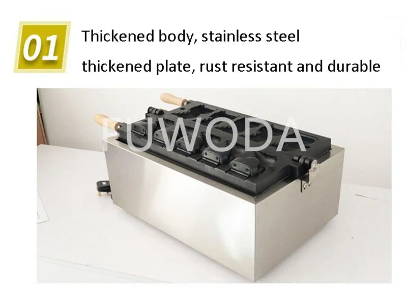 Customizable Electric 110V/220V Non-sticking Stainless Steel Dinosaur Waffle Making Machine Open Mouth Taiyaki Waffle Machine.