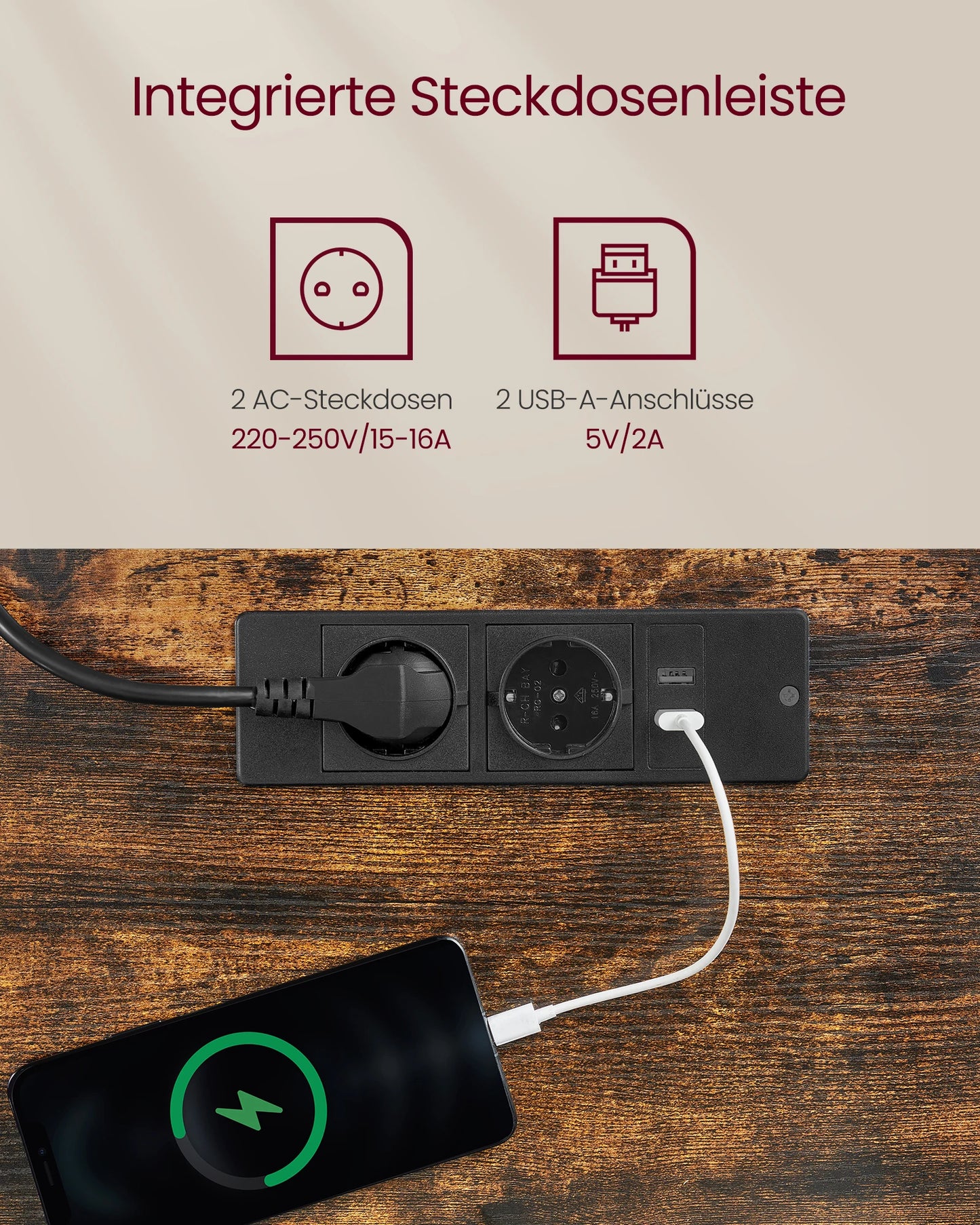 VASAGLE Höhenverstellbarer Schreibtisch elektrisch, 70 x 160 cm , stufenlos verstellbar, Memory-Funktion mit 4 Höhen