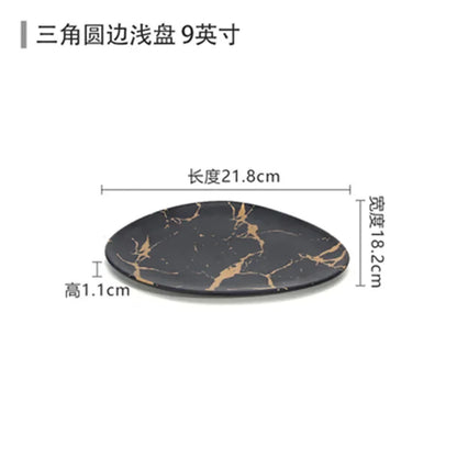 Marble Texture Imitation Melamine Plate BBQ Tableware Cake Fruits plates Snack Tray Outdoor Party Dishes Steak