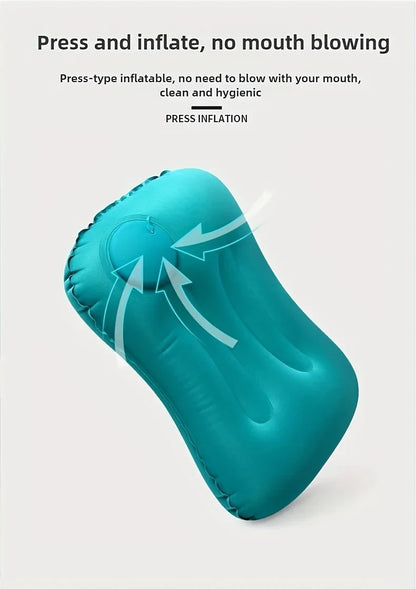 portable Inflatable Square Pillow Flocking travel neck pillow foldable waist pillow Comfortable Travel Camping Plane Pillow 1PC.