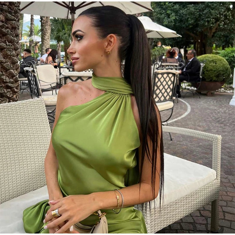 Elegante Feste Band Frauen Halfter Kleid Off Schulter Ärmellose Backless Dünne Weibliche Maxi Kleider 2025, Sommer Neue Chic Dame Robe