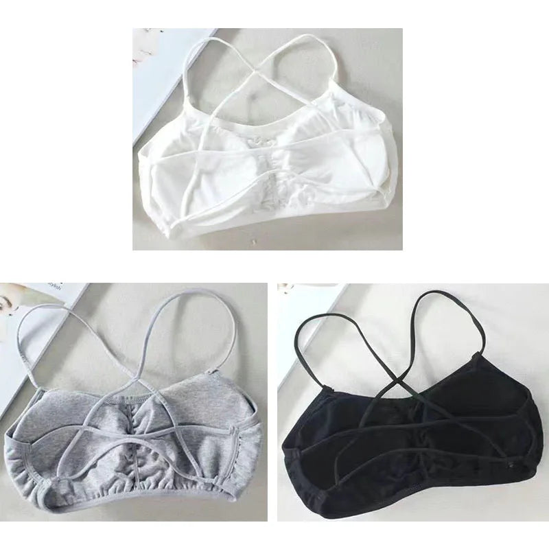 3pcs Womens Top Cross Strap Sports Bra Thin Push Up Sport Bra Yoga Gym Crop Tops Brassiere Fitness Breathable Girls Student Bras.