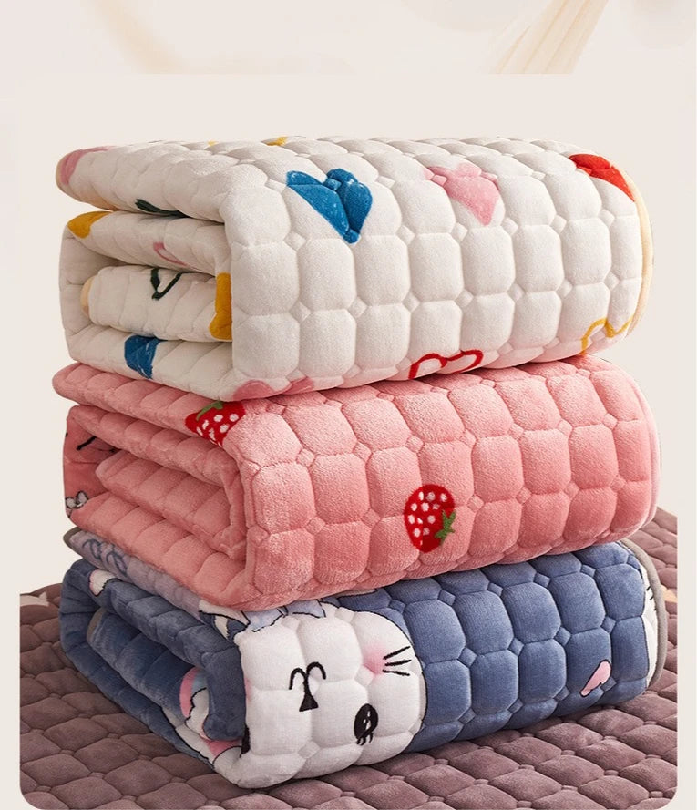 Winter Warm Velvet Mattress Toppers Thick Bed Mattress Cover Bedspread Bed Linens Thin Tatami Floor Mat Single Double Bed Sheet.