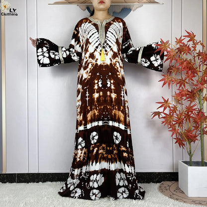 New Women Party Dress Dubai Muslim Summer Cotton Long Sleeve Collect Waist Boubou Maxi Islam Women Elegant Dress African Abaya.
