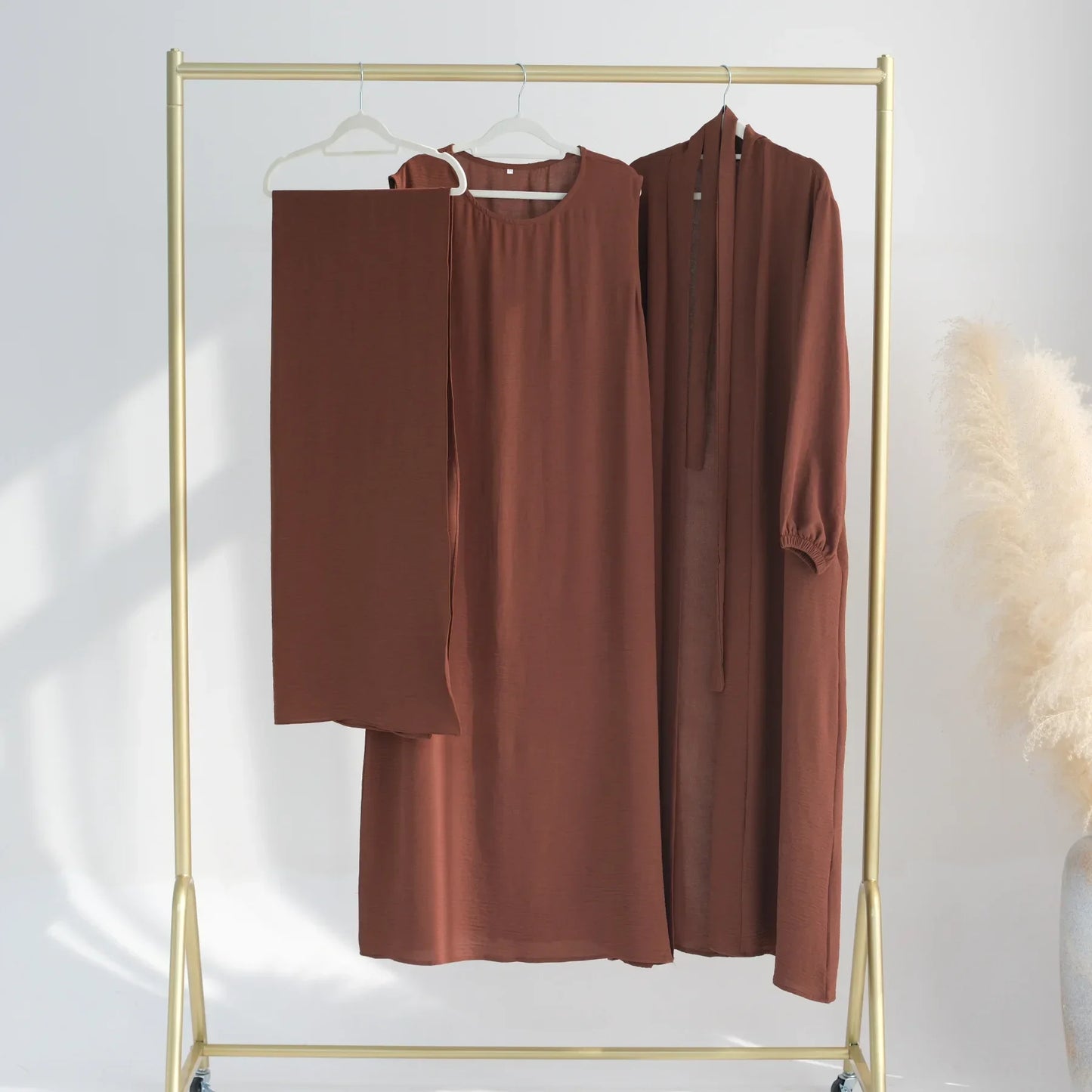 Muslim Woman Abaya 2 Piece Set Abayas Kimono with Sleeveless Hijab Dress Sets Islamic Matching Outfit Dubai Turkey Ramadan Eid