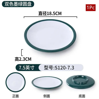 1Pc Commercial Melamine Tableware Household Plastic Dinner Plates Round Barbecue Salad Dishes Plate Kitchen Accessories