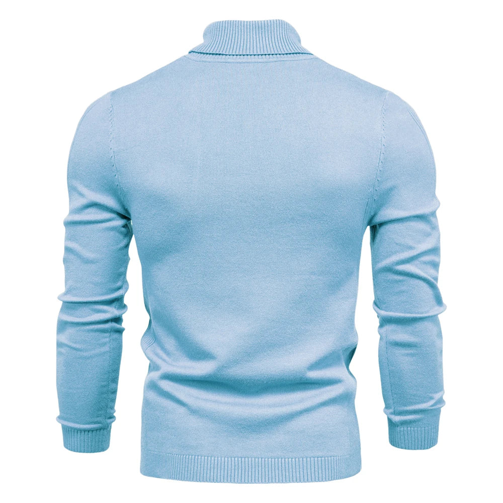 2021 New Winter Men Turtleneck Sweater Casual Solid Color Warm Pullover High Quality Slim High Neck Long Sleeve Sweater Men.