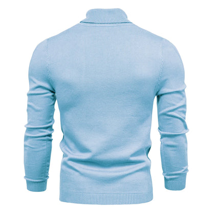 2021 New Winter Men Turtleneck Sweater Casual Solid Color Warm Pullover High Quality Slim High Neck Long Sleeve Sweater Men.