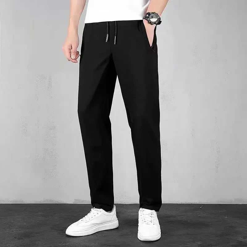 Men's Loose-Fit Fleece-Lined Long Casual Pants Autumn/Winter 2024 Spring/Autumn Korean Style Straight-Leg Pants For Youth.