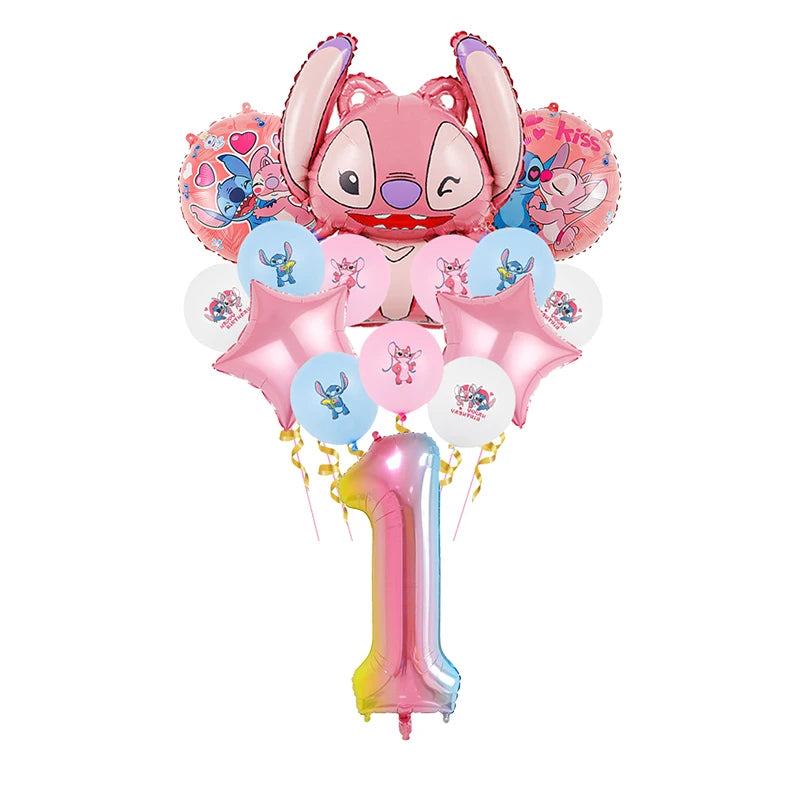 Disney Lilo Stitch Geburtstag Party Dekoration Kinder Stitch Thema Geschirr Set Engel Luftballons Happy Banner Zubehör für Mädchen zugunsten.