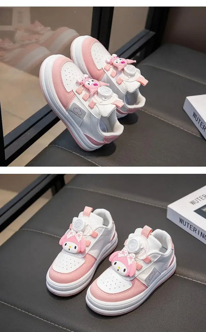 Children's Cute Melody Casual Board Shoes Girl's Cartoon Sneakers Spring and Autumn New Kawaii Kuromi Anti Slip Soft Sole Shoes.