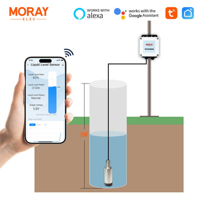 Hot Sale 5M ME202R Tuya APP Intelligent Smart Home LCD Temperature Display WIFI Submersible Water Tank Level Controller.