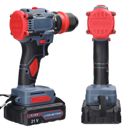 2in1 Akku-Elektroschrauber Bohrer Bürstenloser Motor 45/55 Nm Drehmoment Stufenlose Geschwindigkeitsregelung Hand-Lithium-Treiber-Bohrmaschine