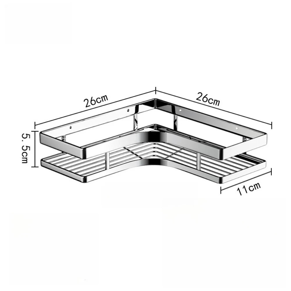 Dusch-Eckregal aus Edelstahl, kein Stanzen, verdickte flache Stange, dreieckiges Regal für Badezimmer, Küche, Organisation, platzsparend