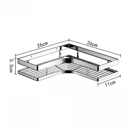 Dusch-Eckregal aus Edelstahl, kein Stanzen, verdickte flache Stange, dreieckiges Regal für Badezimmer, Küche, Organisation, platzsparend