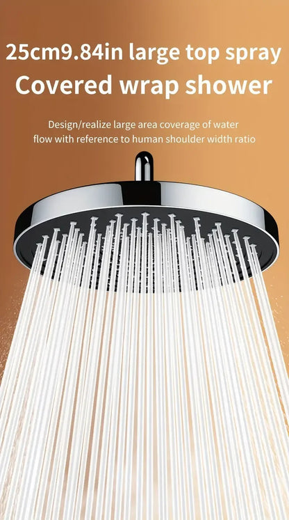 25cm Top Spray Large Water Volume Booster Shower Head Pressurized Single Head Home Bathroom Shower Head Set
