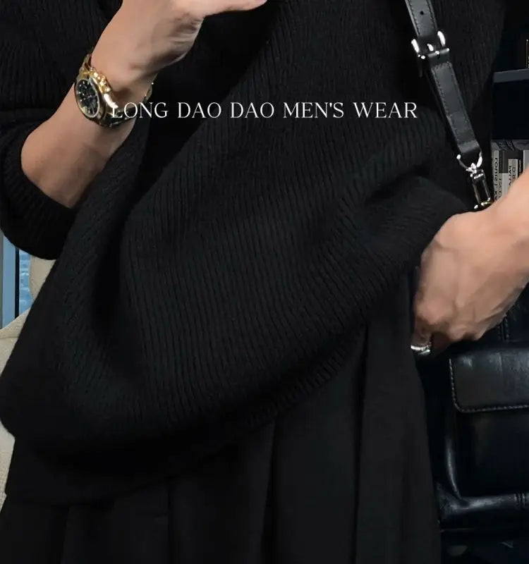 Vintage Trend Casual Autumn Winter New Men Turtleneck Solid Button Fashion Luxury Business Long Sleeve Pullovers Knitted Tops.