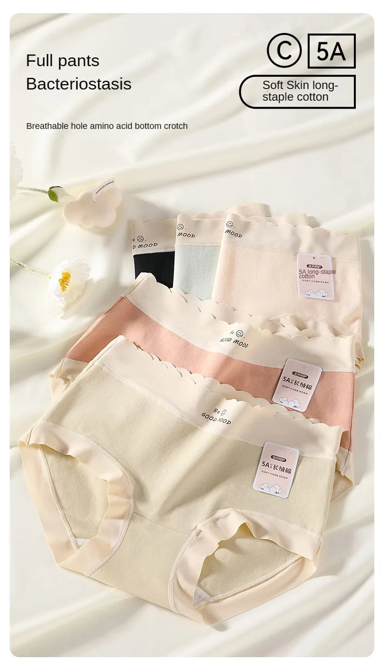 3PCS Female Underwear Antibacterial Pure Cotton Sexy Mid-rise Cotton Panties Woman Traceless Fashions Women's Intimate Intimates.