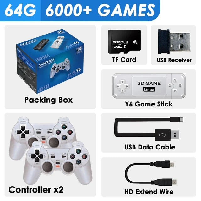 BOYHOM Y6 Retro Game Console 4K 60fps HDMI Output Low Latency GD10 TV Game Stick Dual Handle Portable Home Game Console for GBA.