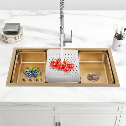 Gold 30 × 18 × 9 Inch 304 Stainless Steel Sink Undercarriage Kitchen Sink Stainless Steel Sink For Restaurants Dessert Shops Etc