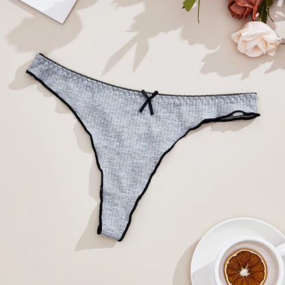 3Pcs Women's Thong Low-rise Panties Solid Color Cotton Lingerie Sexy Thongs Fashion Casual Underwear Comfort Fit Women's Tangas.