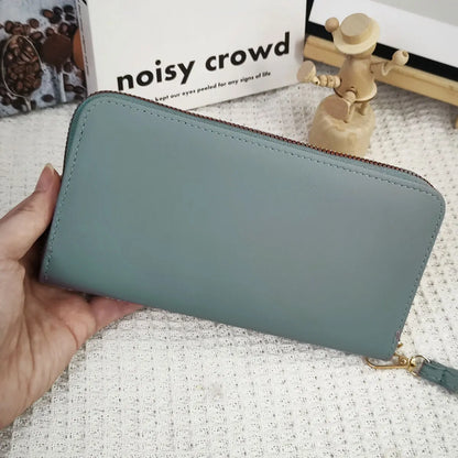 Women's wallet long letter embroidered women's long zipper versatile wallet large capacity mobile wallet.