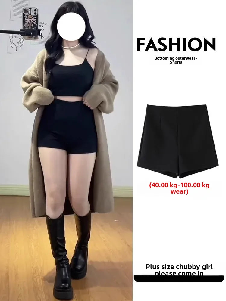 Black High-waisted Elastic Shorts Women's Slimming Petite Brief 2024 New Style Trendy Female Shapewear.