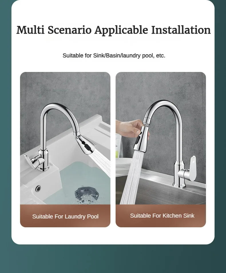 GEGVE Removable Kitchen Faucet  Flexible Head Hot Cold Faucets Tap Tap Mixer Manual Black for Kitchen Sink Adapted To Israel