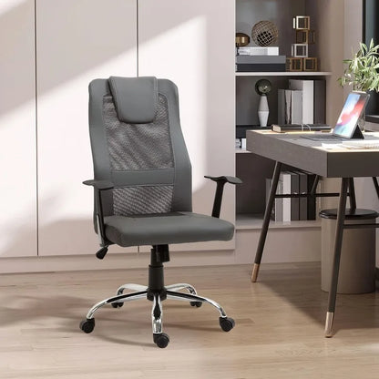 Vinsetto Bürostuhl Drehstuhl höhenverstellbar Chefsessel Schreibtischstuhl ergonomisch PU schwarz 66 x 73 x 108-118 cm