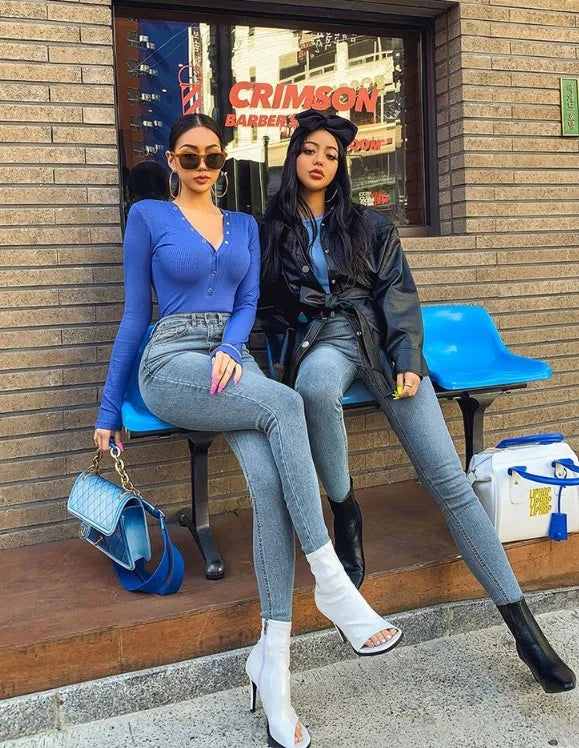 American-style Skinny High-waisted and Hip-lifting Jeans.Women Four Seasons New Fashion Simple Comfortable Stretch Skinny Jeans.