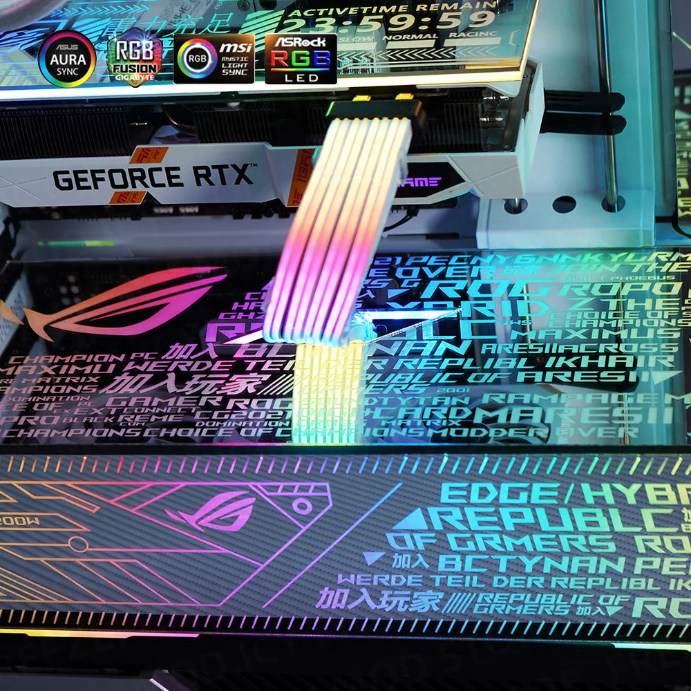 Mirror MOD RGB Lighting Panel Customize PC Case VGA Backplate Side Panel PC Cabinet A-RGB Colorful AURA SYNC Water Cooling Plate.