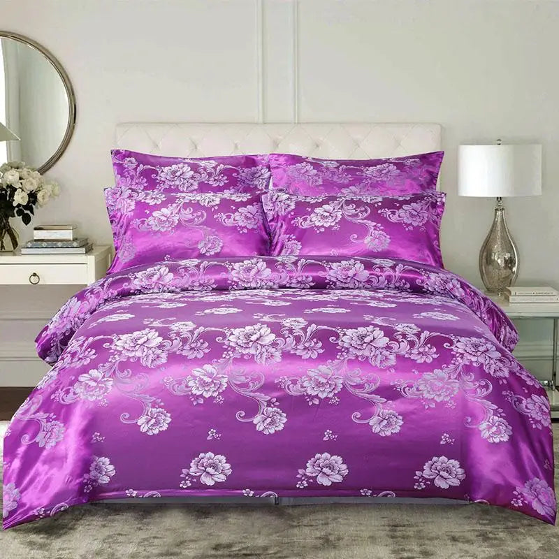 European Satin Jacquard Duvet Cover Set High Quality Smooth and Skin Friendly Comforter Cover Set Summer Bedding Kit for Adults